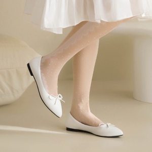 Giày búp bê đế bệt bít mũi da bóng kết nơ chuông - BB003