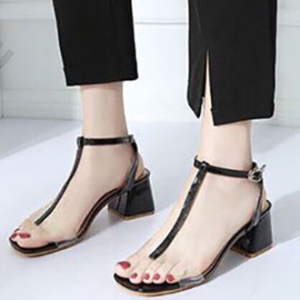 Giày sandal nữ cao gót vuông 5p quai trong nối dây mảnh cổ chân - SD182