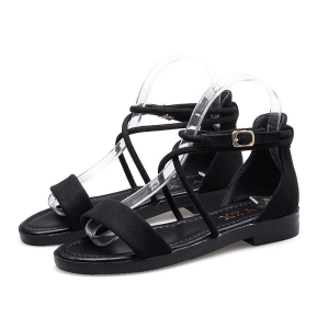 Giày sandal nữ đế bệt quai bản dây chéo gót-DB003