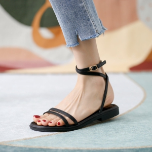 Giày sandal nữ đế bằng 2 quai mảnh ngang-DB006