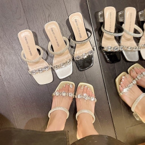 Guốc cao gót vuông trong 5p quai trong kết khóa 7 màu dây full xoàn ngang - G87 (khóa guốc ảnh cuối)