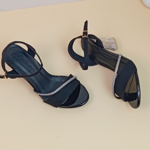 Giày cao gót sandal gót trong vuông 7 phân dây xoàn mảnh nhỏ bản ngang da nhung-SD227     