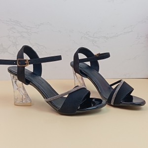 Giày sandal nữ cao gót vuông 5p và 7p quai ngang da nhủ kim tuyến dây mảnh chéo hông - SD226