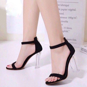 Giày sandal nữ cao gót vuông trong 9p quai ngang nhung dây kéo gót - SD67