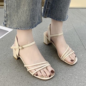 Giày cao gót vuông 5p quai mảnh tròn 3 dây chéo ngang SD81
