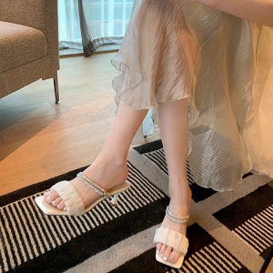 Giày cao gót nhọn 7p 2 kiểu mang phối xoàn quai dún bèo - SD86