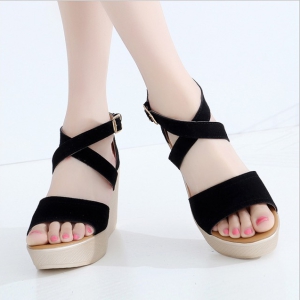 Giày Sandal Cao Gót Đế Xuồng 9cm Quai Bản Chéo - X018