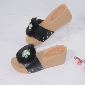 Dép đế xuồng 5 phân quai ngang lông nhím kèm khóa hoa X30